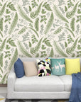 Green tropical rainforest foliage wallpaper