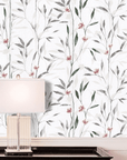 Green and pink floral wallpaper