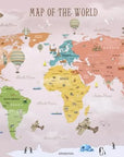 Carte du monde pour enfants avec fond d'écran rose