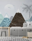Child's geometric snowy mountains wallpaper