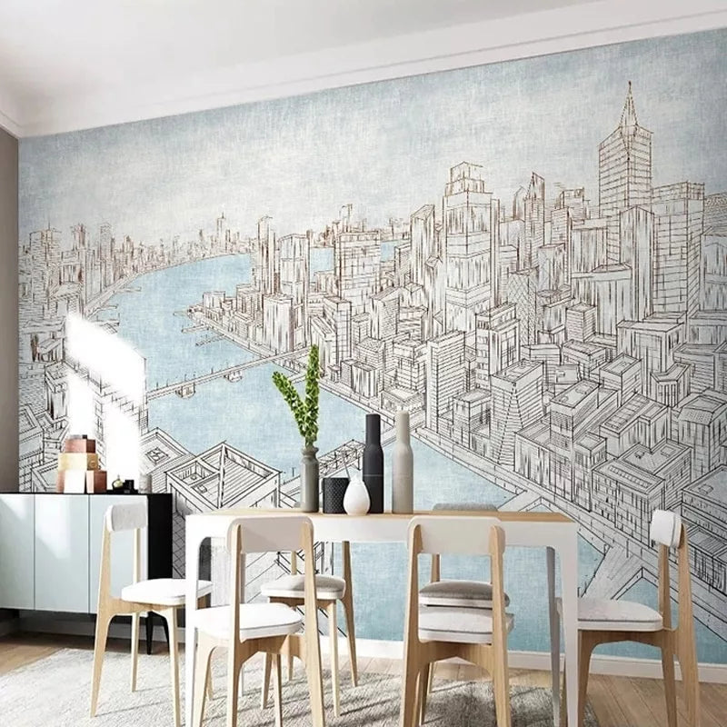 Panoramic city sketch wallpaper