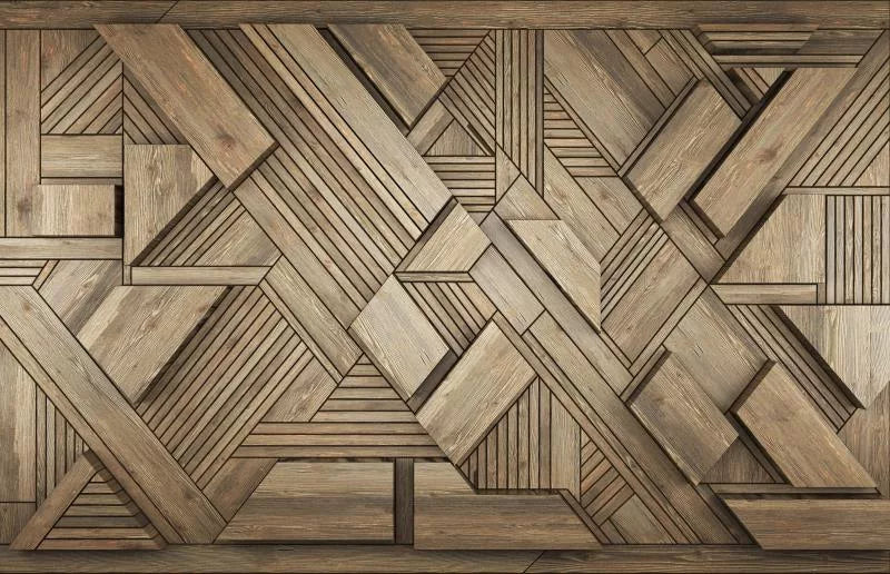 Papier peint à motif géométrique en bois
