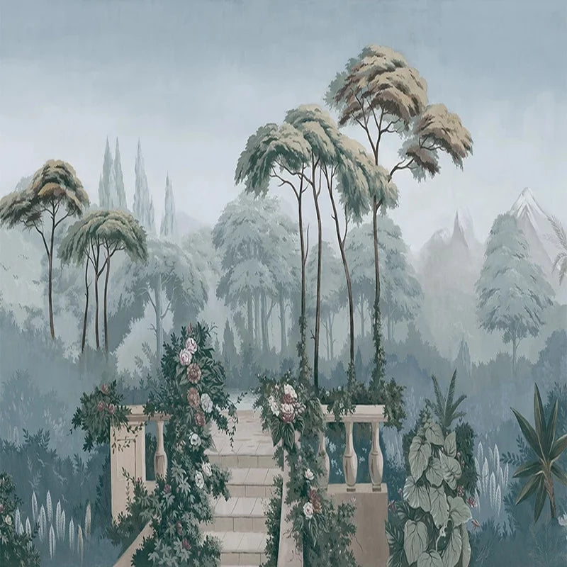 Retro tropical jungle wallpaper