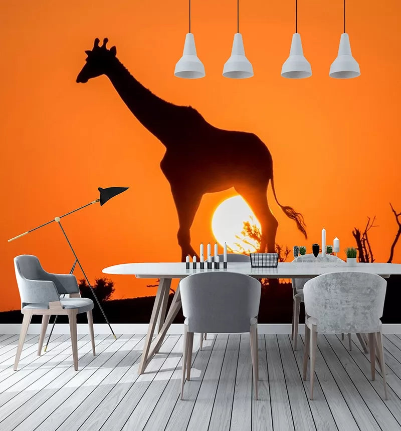 Sunset giraffe wallpaper