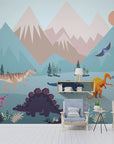 Wallpaper mountains and dinosaurs