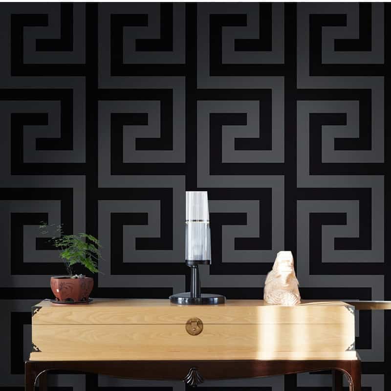 Black geometric swirl wallpaper