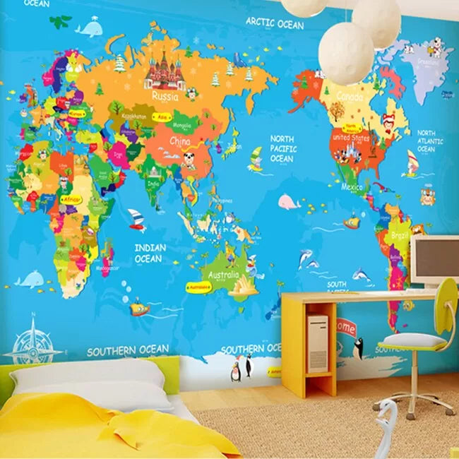 Child&#39;s world map wallpaper