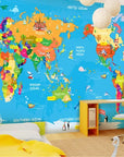 Child's world map wallpaper