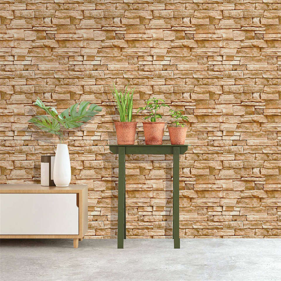 Beige brick veneer wallpaper