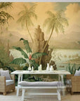 Retro tropical forest landscape wallpaper