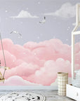 Child's Nordic pink clouds wallpaper
