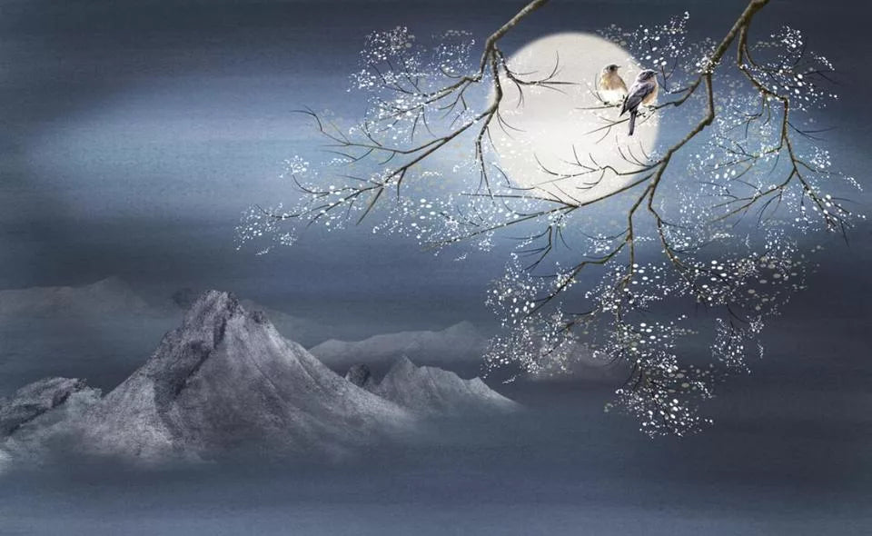 Papier peint japonais pleine lune