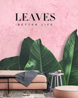 Palm leaves on pink background wallpaper
