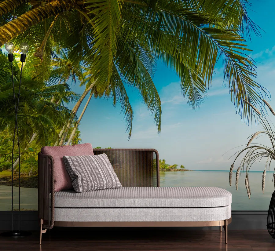 Seaside coconut tree wallpaper
