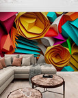Origami wallpaper colorful flowers