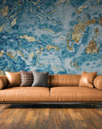 Blue and gold marble stone wallpaper