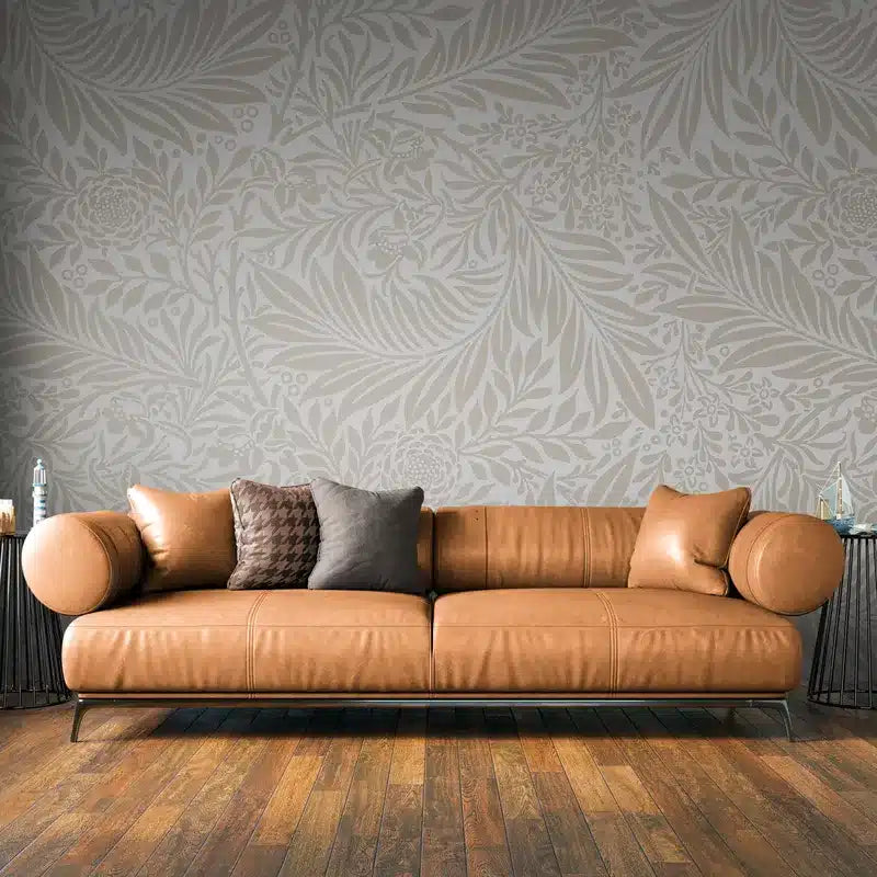 Beige foliage wallpaper