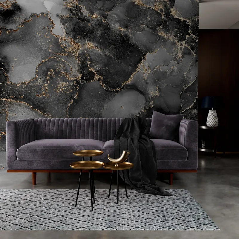 Grey and gold marble wallpaper