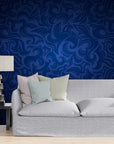 Vintage royal blue wallpaper