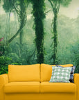 Panoramic lush tropical forest wallpaper