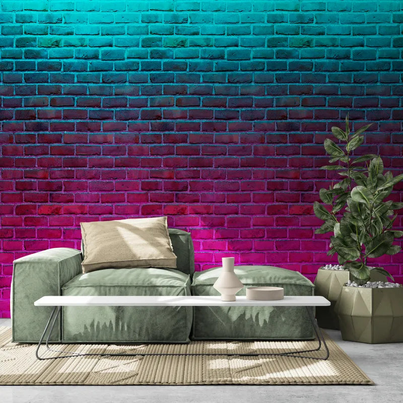 Brick and neon wallpaper