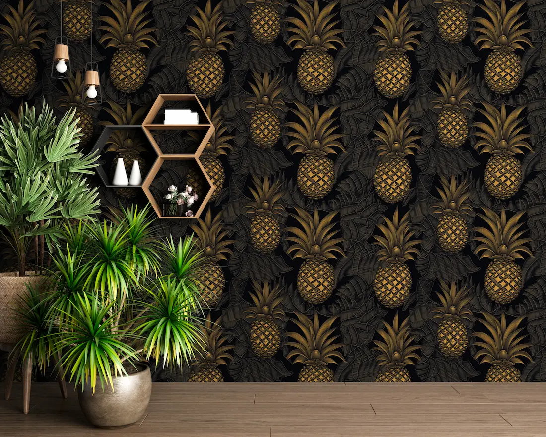 Golden pineapple wallpaper