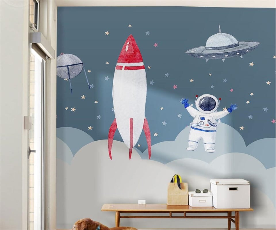 Astronauts and rockets wallpaper