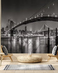 Panoramic New York bridges at night wallpaper