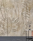 Light brown foliage wallpaper