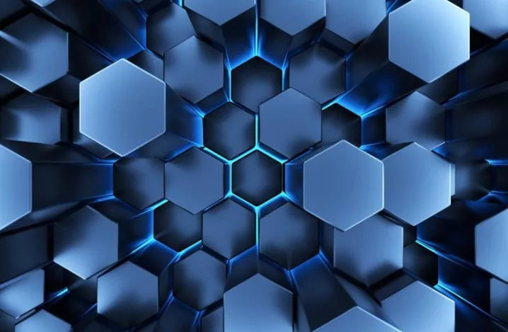 Blue hexagons 3D wallpaper