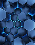 Papier peint 3D hexagones bleus