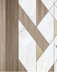 Marble and wood geometric pattern wallpaper