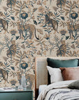 Tropical foliage with tiger and leopard wallpaper