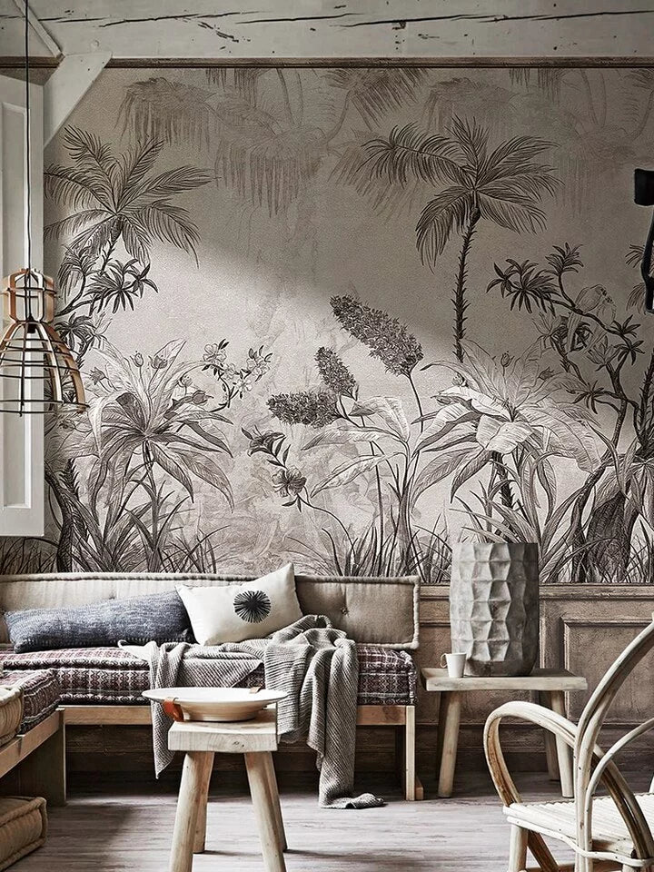 Retro tropical forest wallpaper