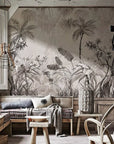 Retro tropical forest wallpaper