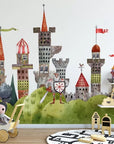 Child's wallpaper with a castle and a knight