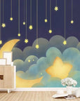 Child's wallpaper with a starry sky