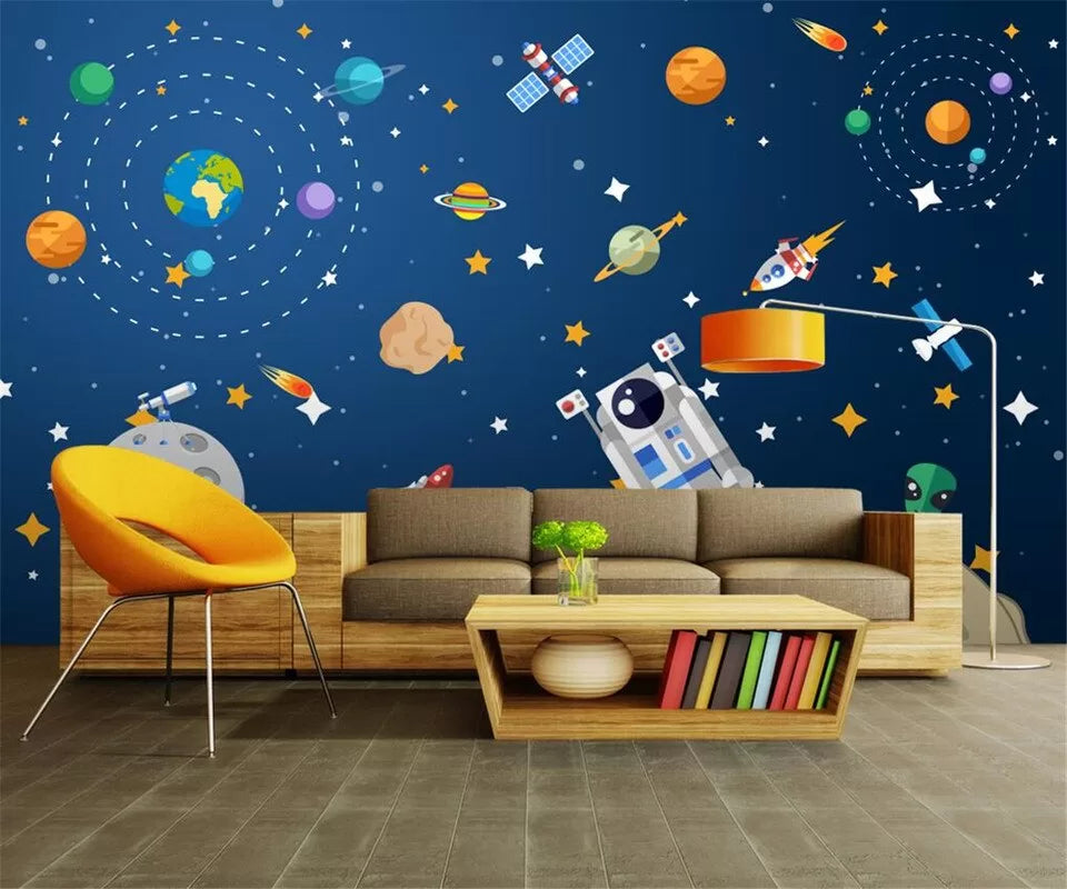 Child&#39;s wallpaper with abstract space theme