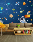 Child's wallpaper with abstract space theme