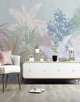 Panoramic tropical plant design wallpaper
