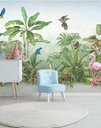 Tropical birds and jungle wallpaper