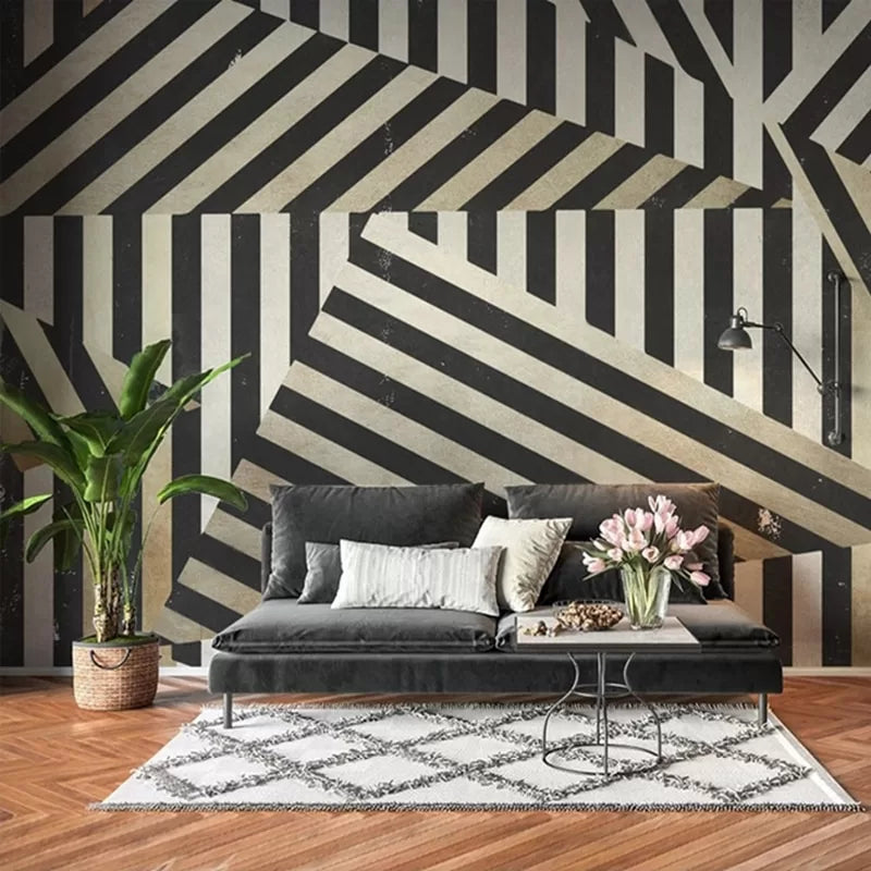 Black and white triangles and lines wallpaper