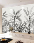 Black and white wallpaper tropical plants