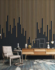 Wood grain art and deco wallpaper