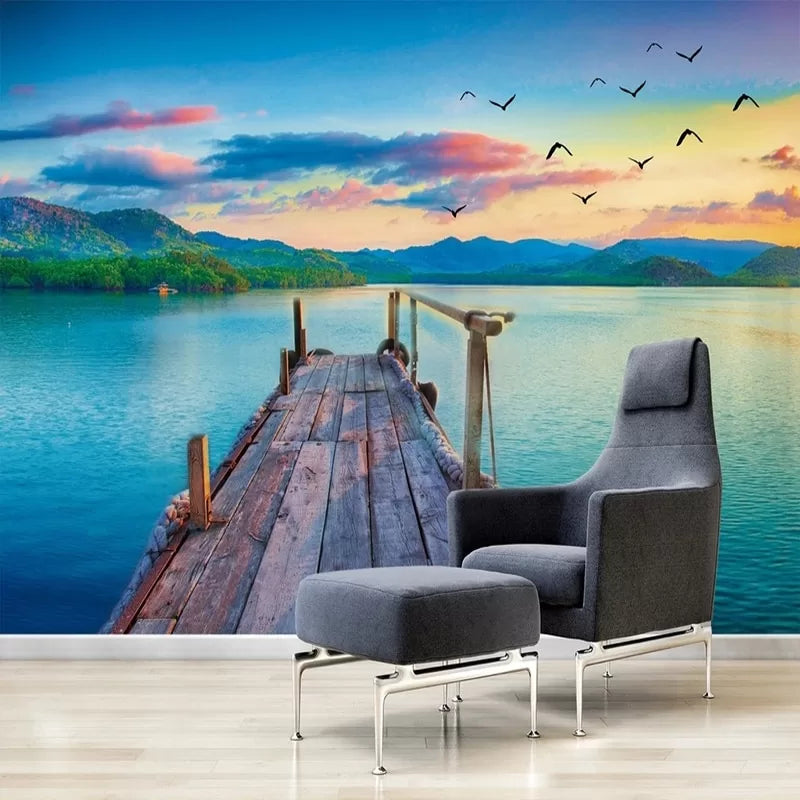 Panoramic pontoon at sunset wallpaper