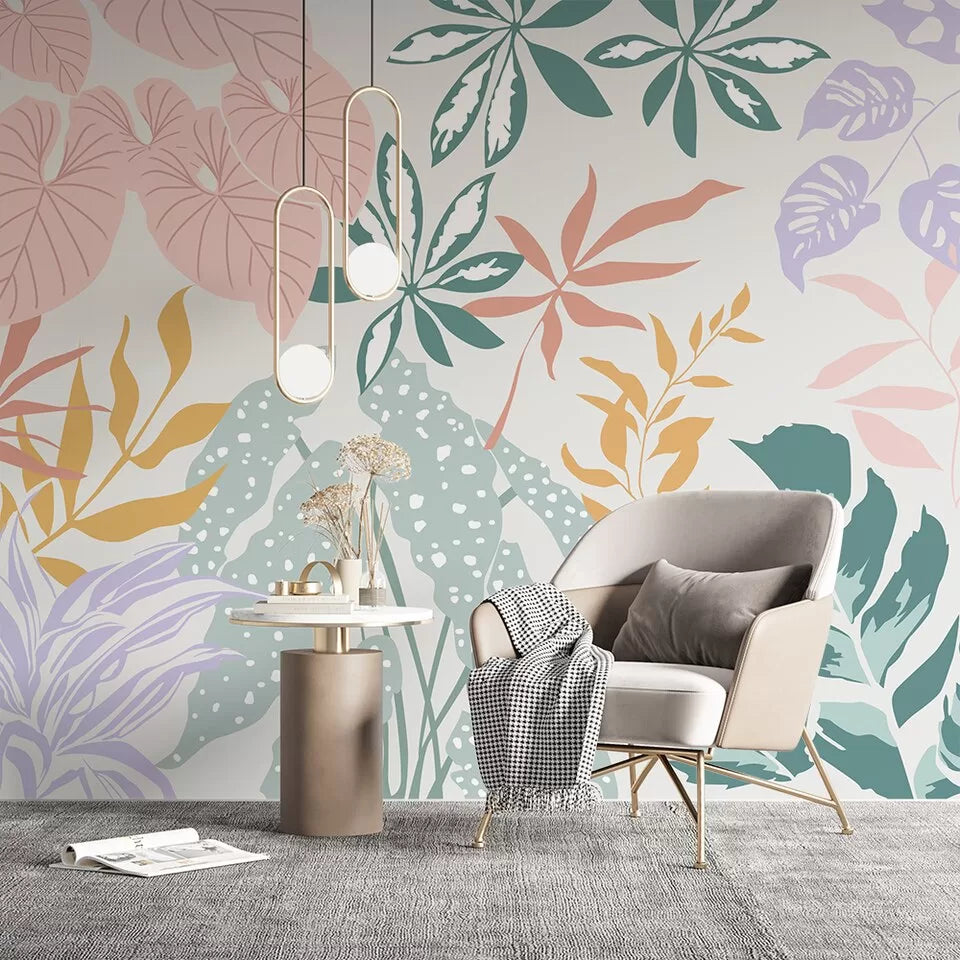 Nordic foliage colored wallpaper