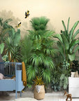 Tropical green plant foliage wallpaper