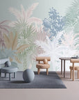 Panoramic tropical plant design wallpaper