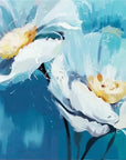 Papier peint fleurs bleu pastel