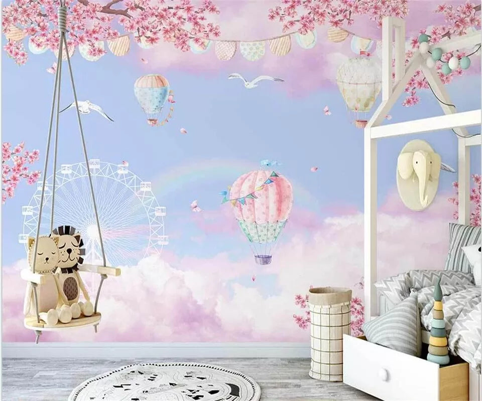 Child&#39;s wallpaper with an imaginary world